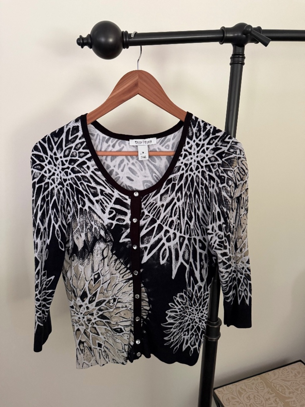 White House Black Market Geometric Starburst Cardigan Sweater Size M